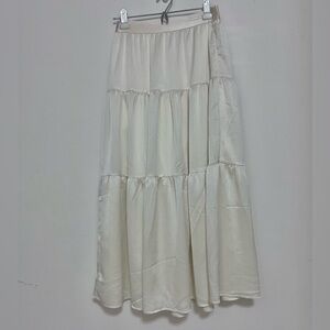 MELLODAY Cream Tiered Maxi Skirt Resort Wear